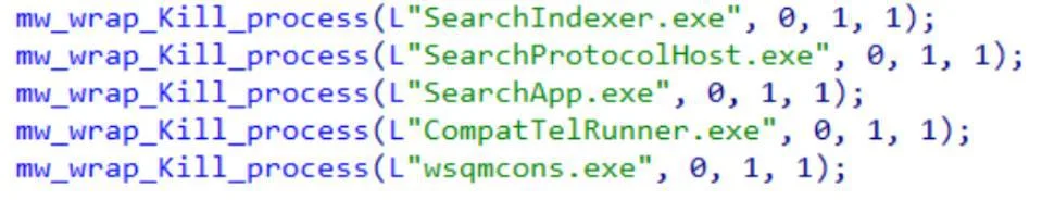 Termination of the searchindexer and searchprotocolhost telemetry processes